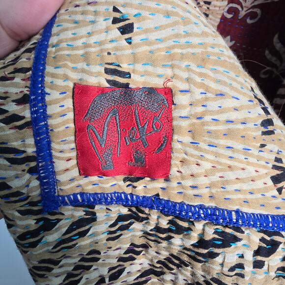 Mieko Mintz Short Kantha Open Kimono Jacket Reversible Lagenlook OS - Picture 5 of 10